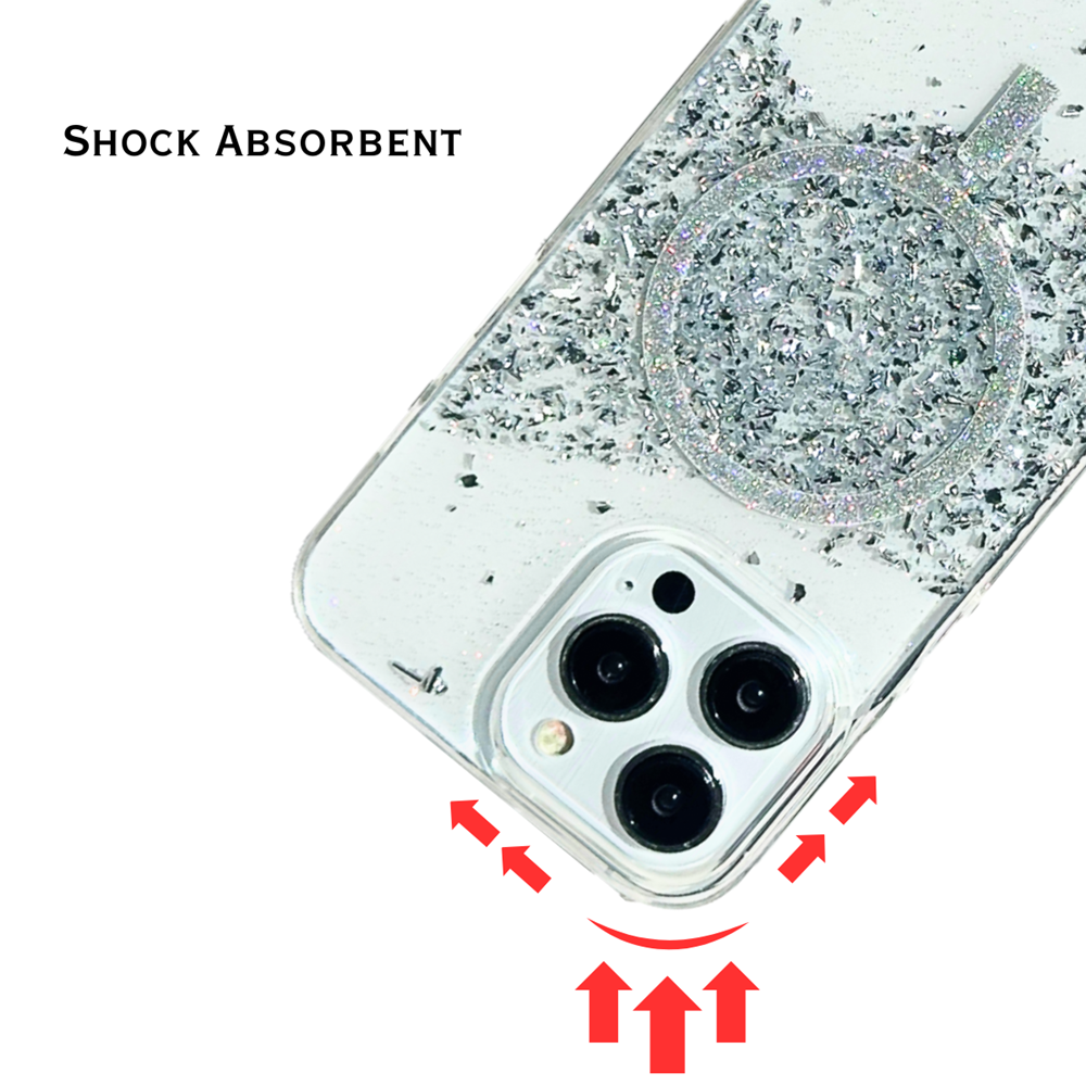 NEBULA iPhone 15 Pro Max/14PM/13PM Noble Metal Dusted Magsafe Case Silver