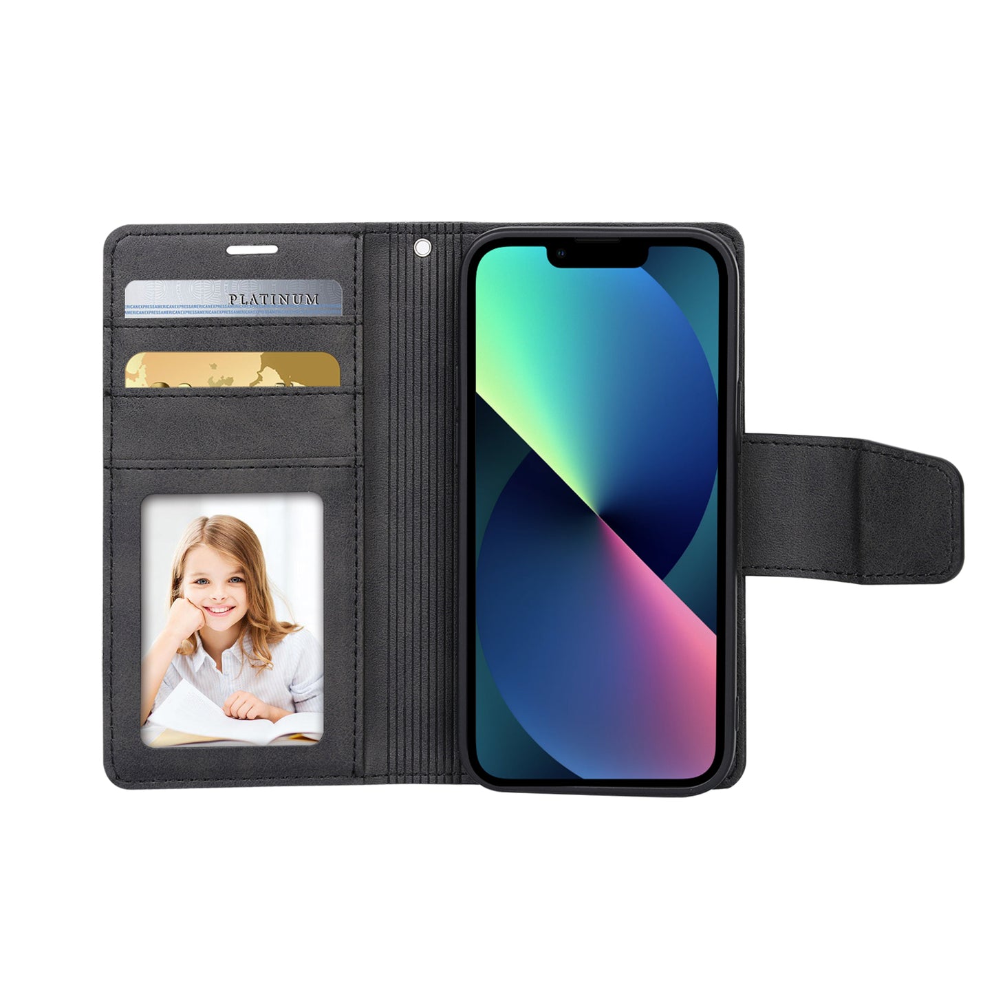 Nebula Flip Leather Wallet Case Black - iPhone Cases