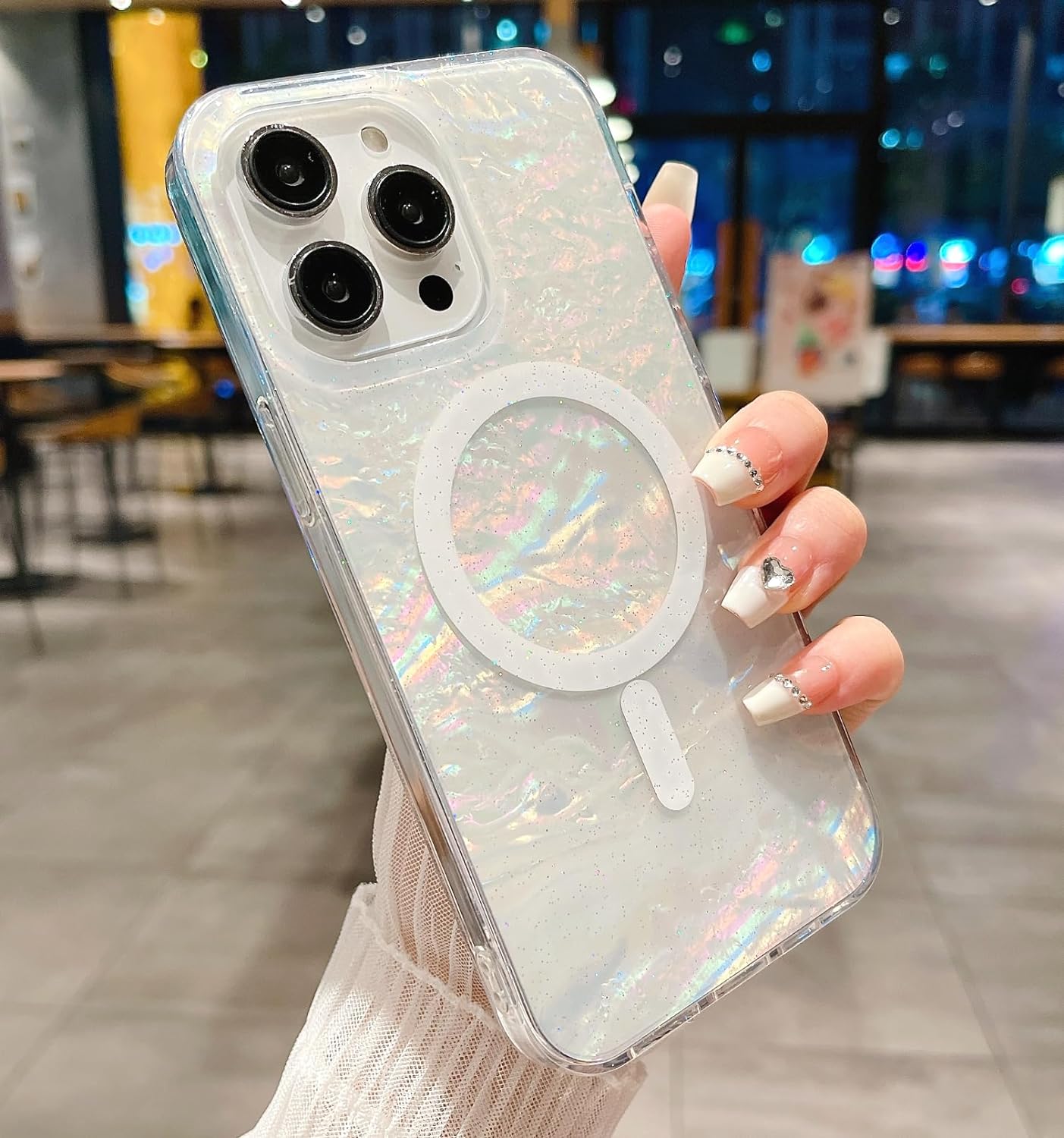 Nebula™ Opal Shell Magsafe Case White - iPhone Case