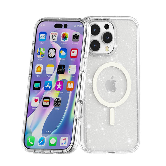 Nebula iPhone 16 Pro Clear Back Tough MagSafe Crystal Sparkling Case