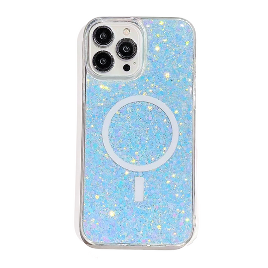 Nebula iPhone 16 Pro Magic Glitter Case White Blue