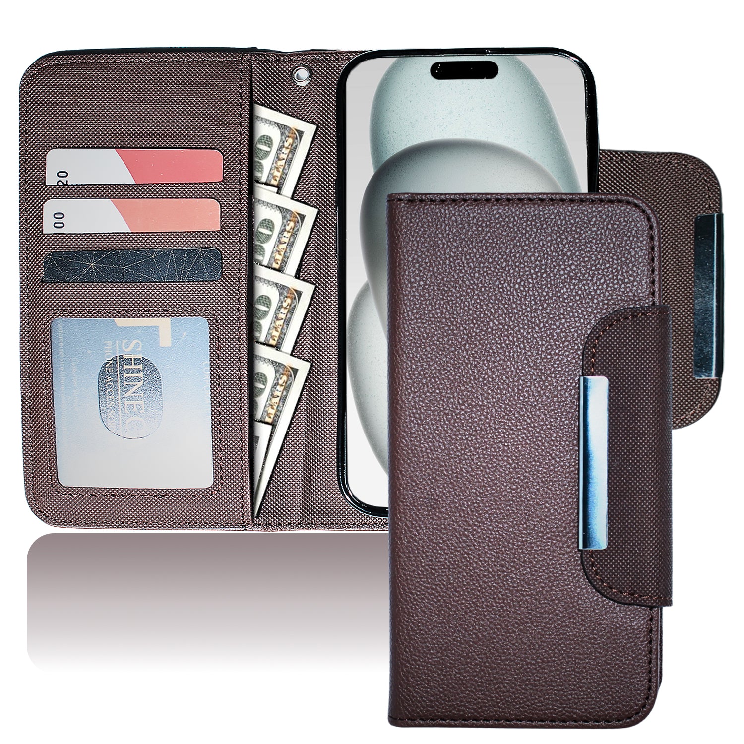 Magnetic Wallet Case Brown - iPhone Cases