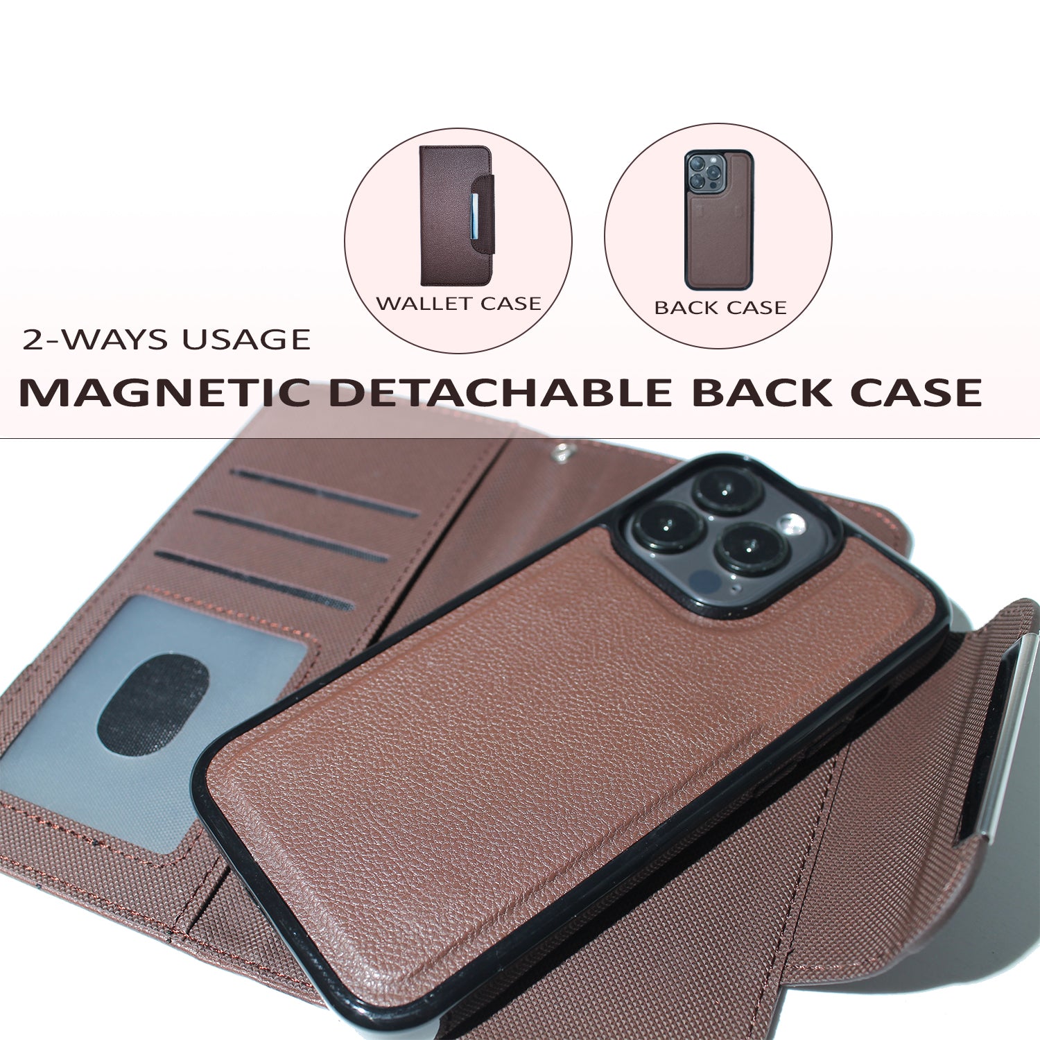 Magnetic Wallet Case Brown - iPhone Cases