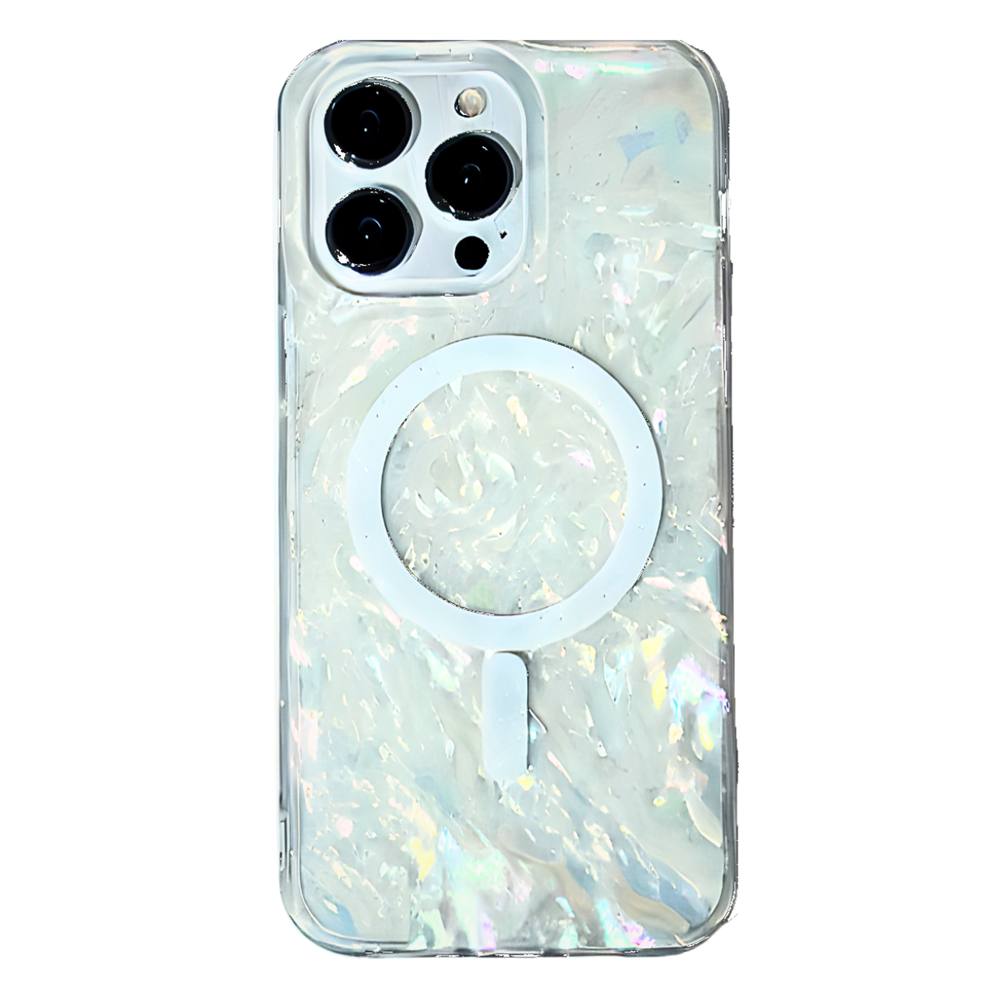 NEBULA iPhone 15 Pro/14Pro Opal Shell Magsafe Case White