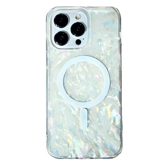 NEBULA iPhone 15 Pro/14Pro Opal Shell Magsafe Case White