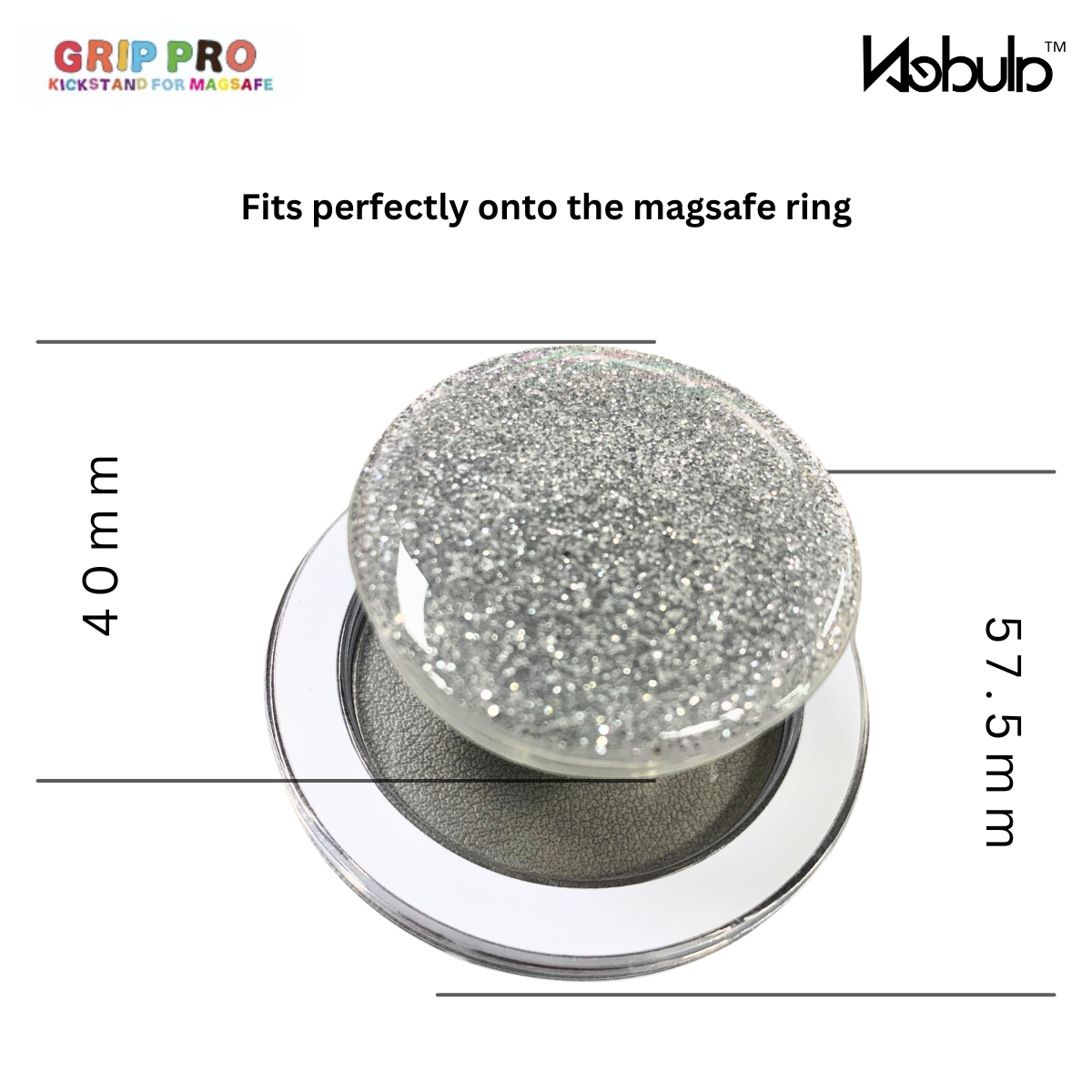 GripPro Magnetic Phone Ring Glitter Silver