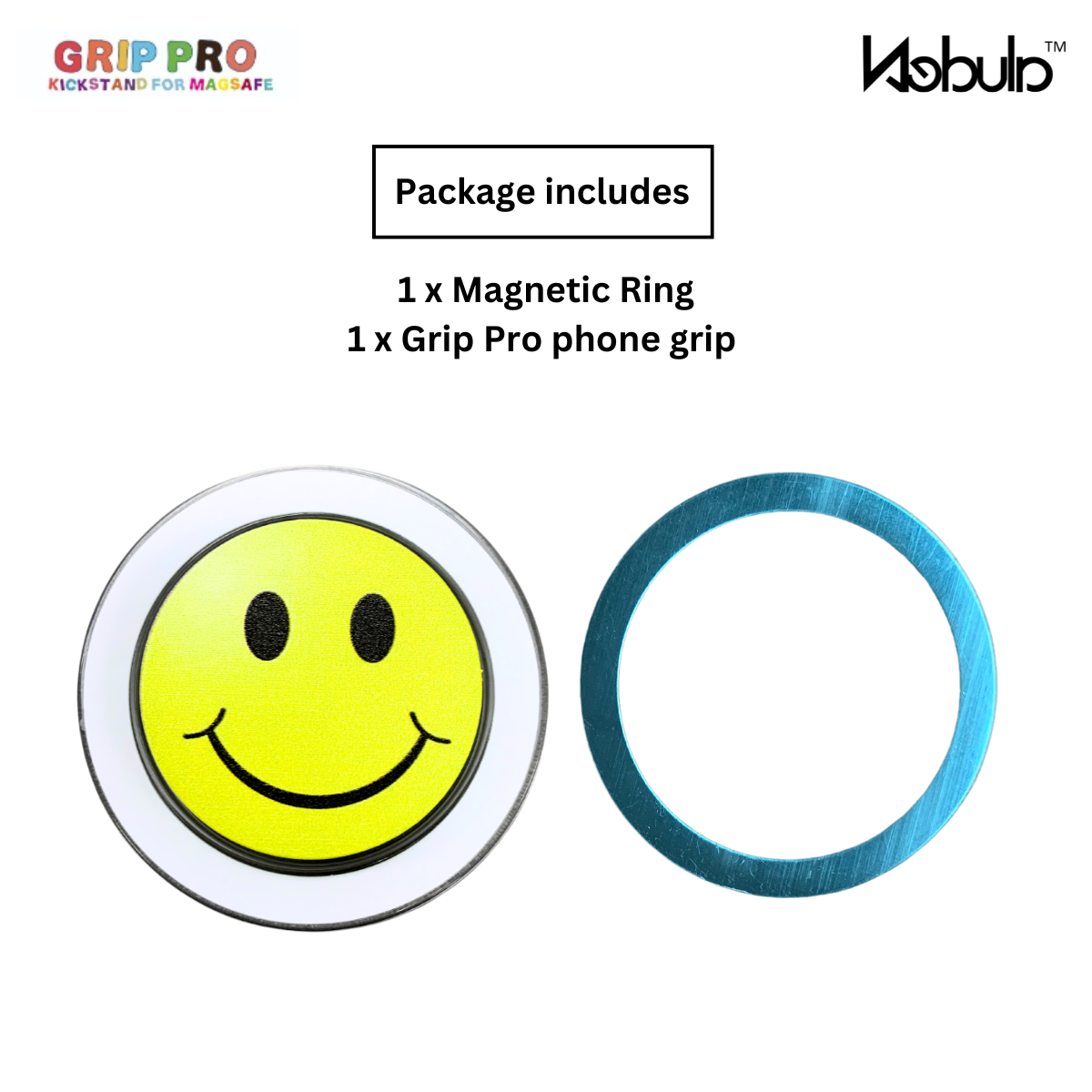 GripPro Magnetic Phone Ring Smiley Face