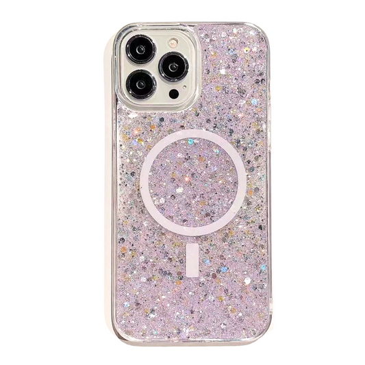 Nebula iPhone 16 Magic Glitter Case Purple Silver