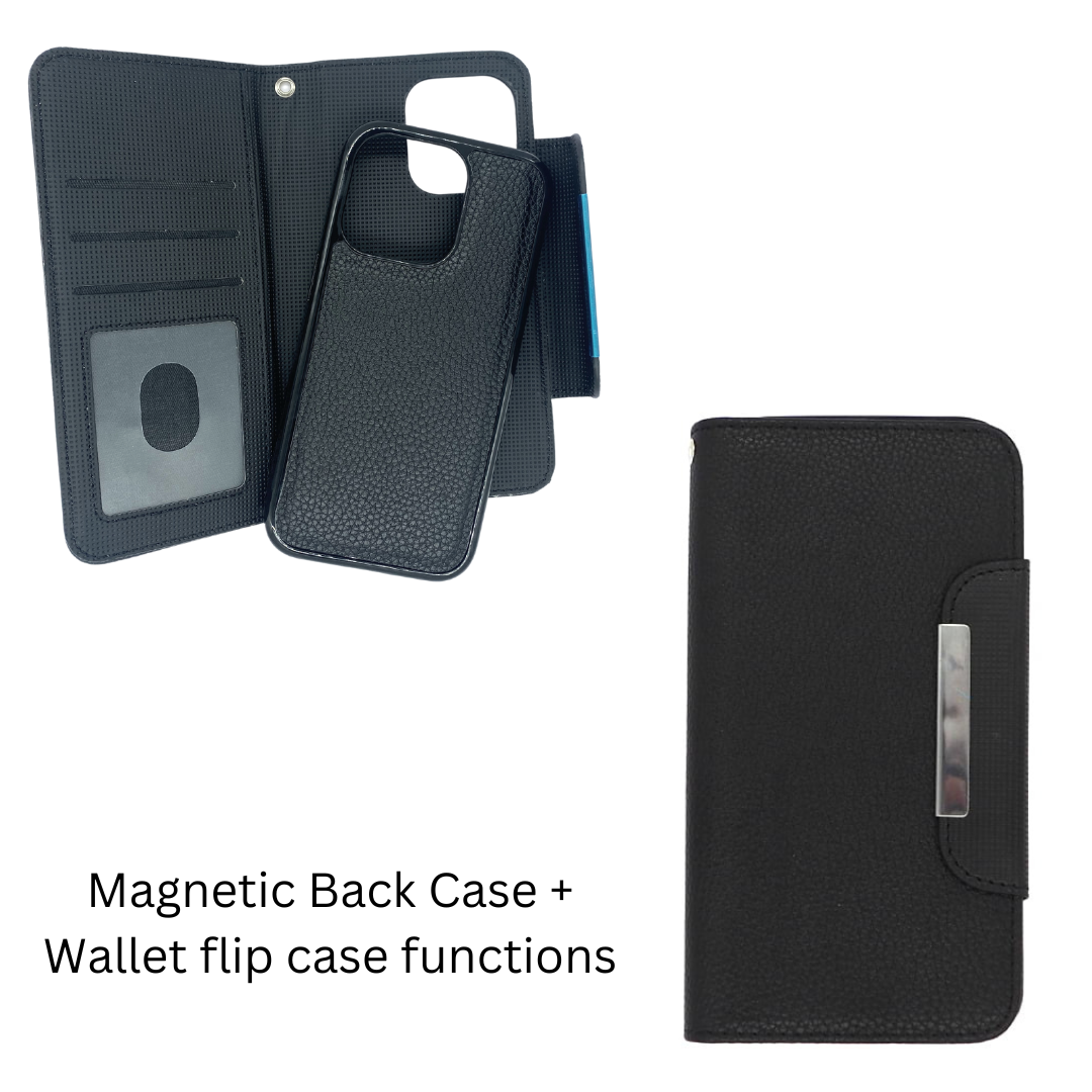 Magnetic Wallet Case Black - iPhone