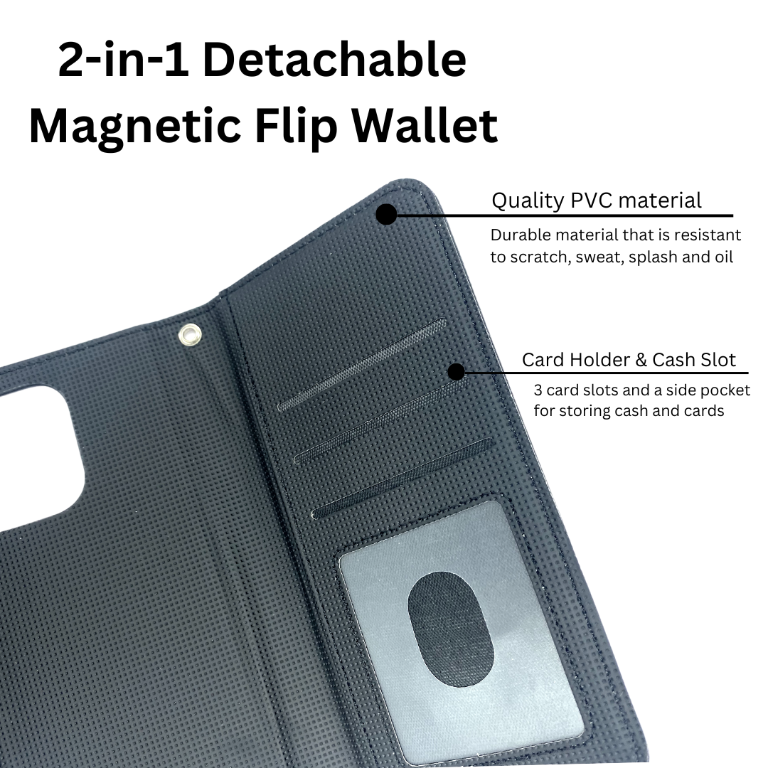 Magnetic Wallet Case Black - iPhone