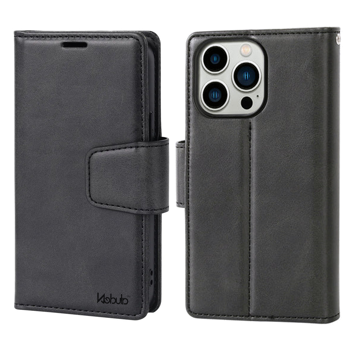 Nebula Flip Leather Wallet Case Black - iPhone Cases