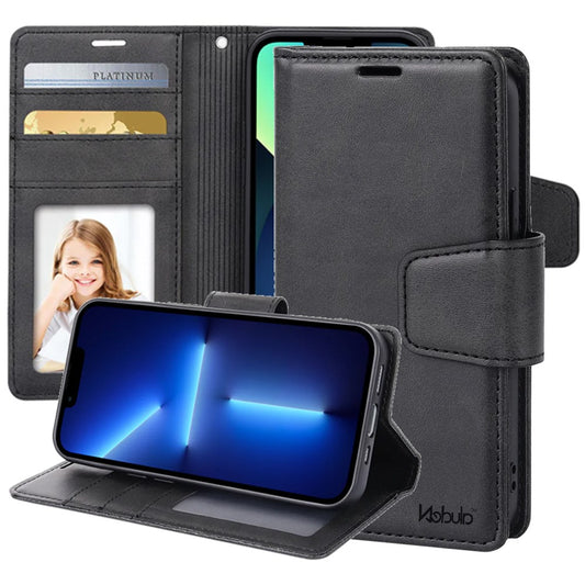 Nebula Flip Leather Wallet Case Black - iPhone Cases