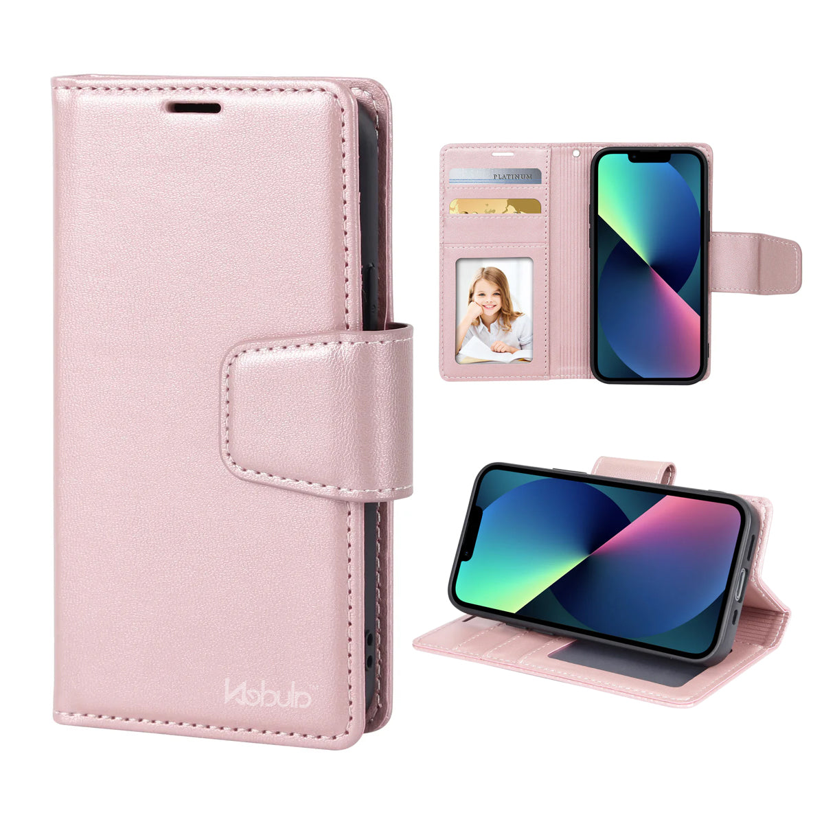 Nebula Flip Leather Wallet Case Rose Gold - iPhone Cases