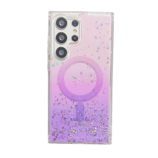 Nebula Samsung Galaxy S24 Magic Glitter Case Purple