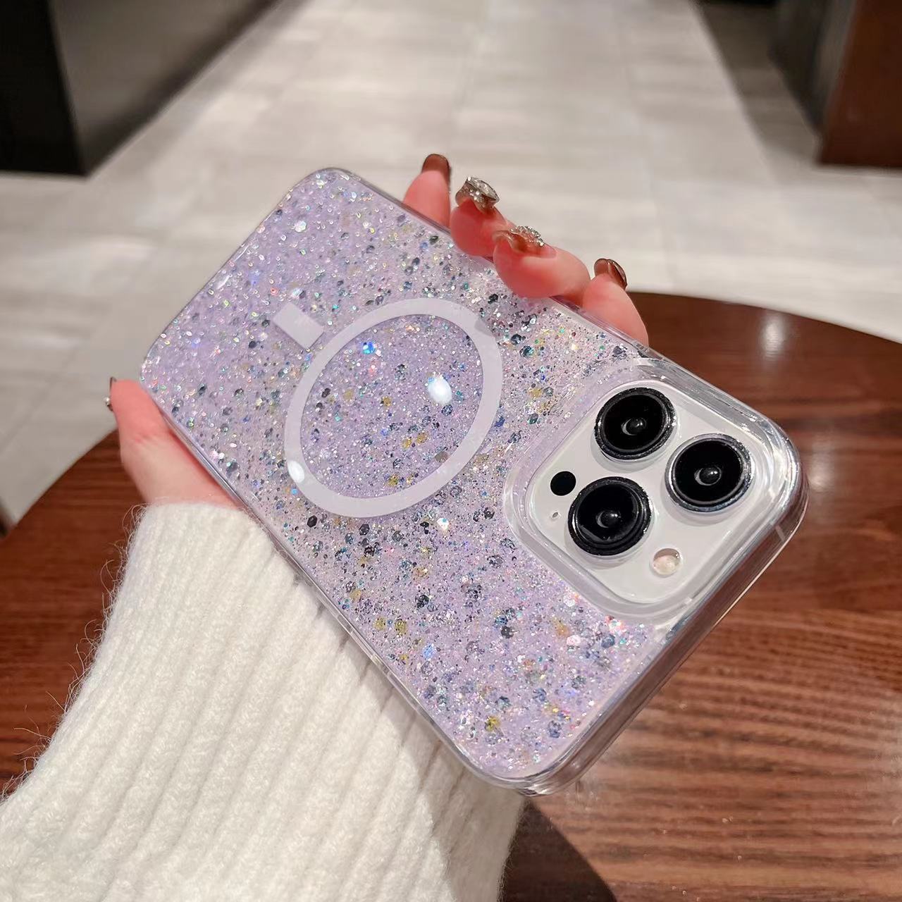 Nebula™ Magic Glitter Magsafe Purple Silver - iPhone Cases