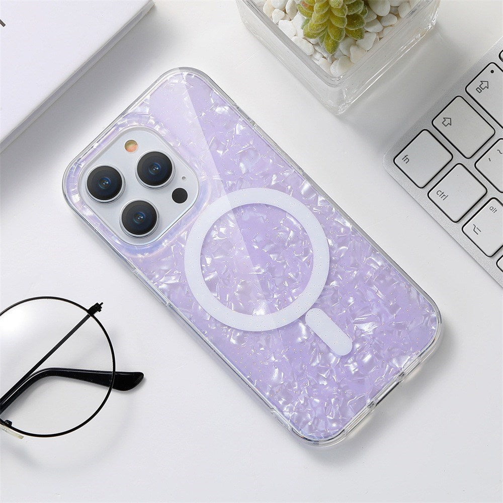 NEBULA iPhone 15 Pro Max/14PM Opal Shell Magsafe Case Purple