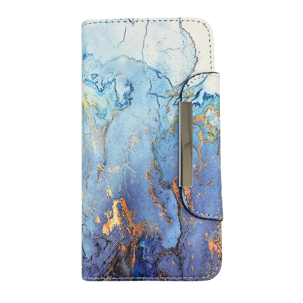 Magnetic Wallet Case Blue Marble - iPhone