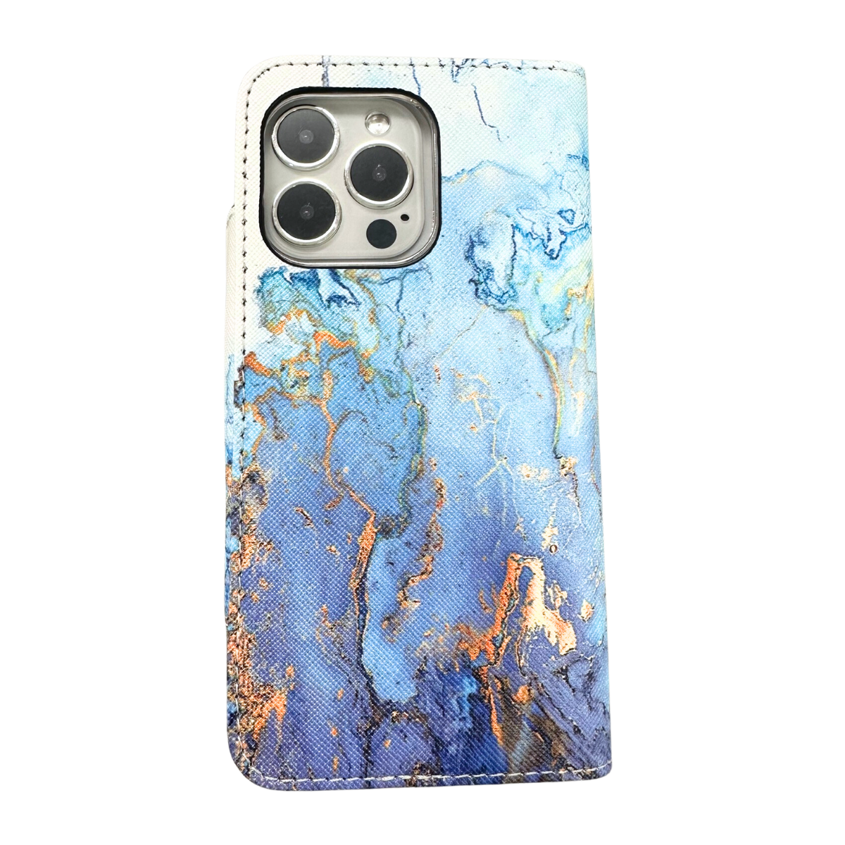 Magnetic Wallet Case Blue Marble - iPhone