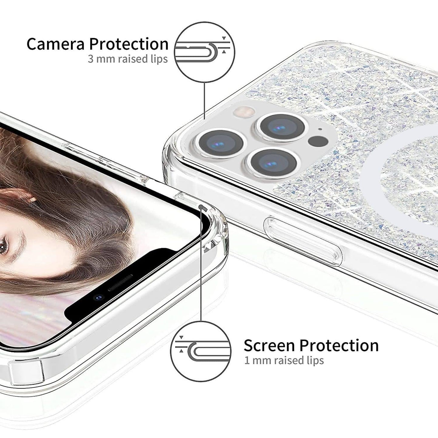 Nebula Magic Glitter Magsafe White Blue - iPhone Cases