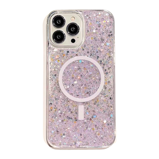 Nebula iPhone 13 Pro Magic Glitter Case Purple Silver