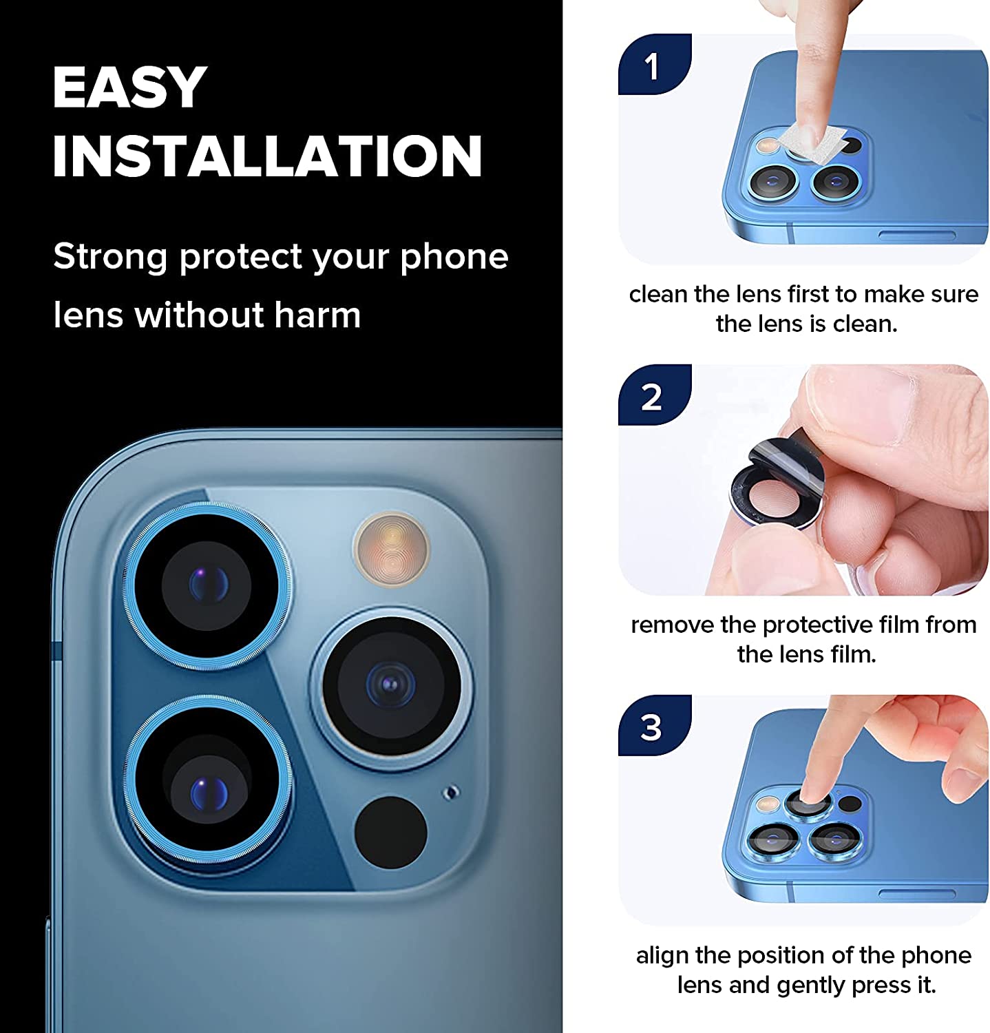 Nebula™ 9H Rear Camera Lens Metallic Blue - iPhone 13 Pro / 13 Pro Max